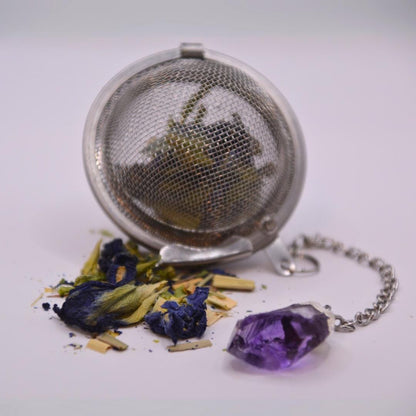 Teesieb mit Rohkristall Anhänger | Teeei für losen Tee