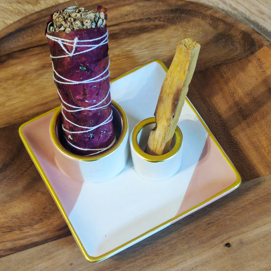 Keramik Halter für Räucherbündel und Palo Santo