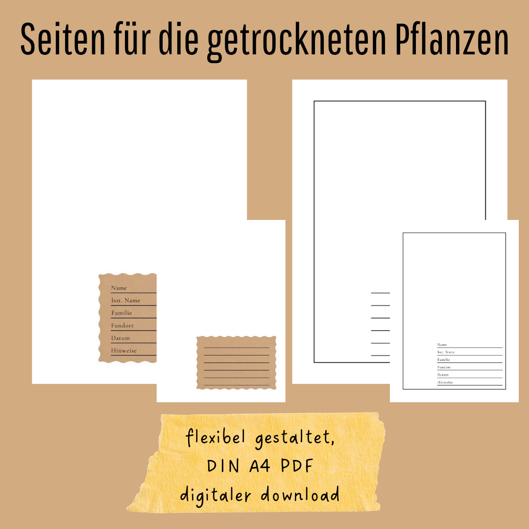 Herbarium Druckvorlage im Junk Journal Stil  | DIY Sammelbuch