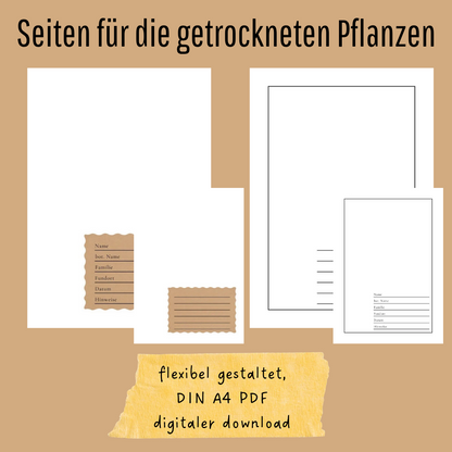 Herbarium Druckvorlage im Junk Journal Stil  | DIY Sammelbuch