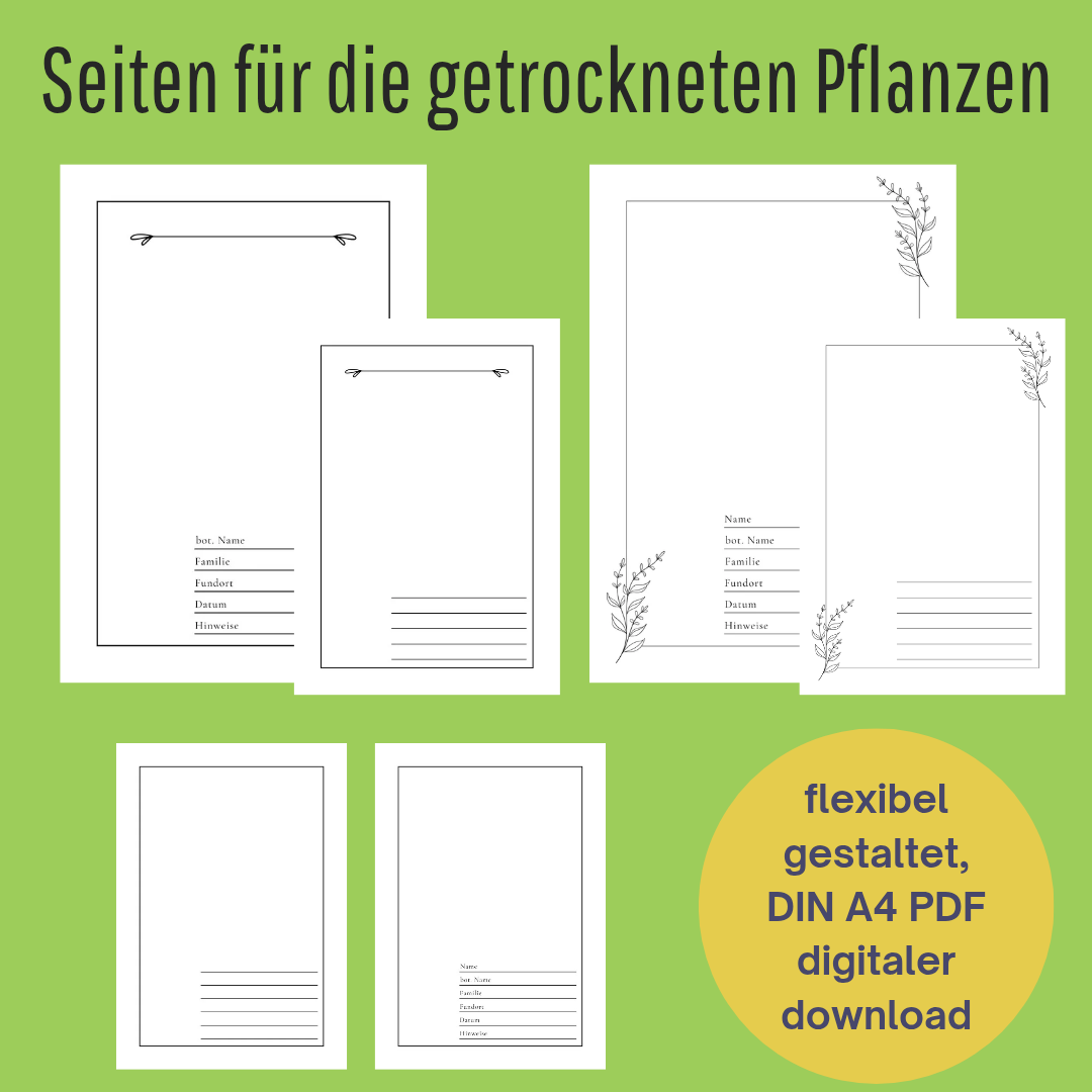 Herbarium Druckvorlage im floralen Stil  | DIY Sammelbuch
