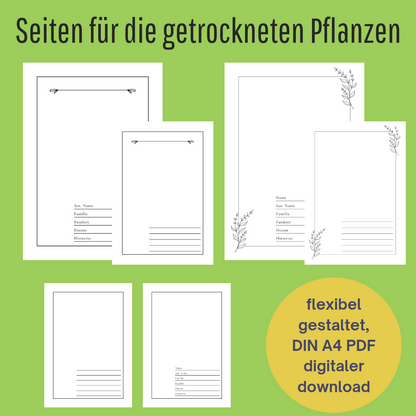 Herbarium Druckvorlage im floralen Stil  | DIY Sammelbuch