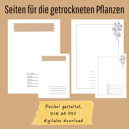 Herbarium Druckvorlage im Junk Journal Stil  | DIY Sammelbuch