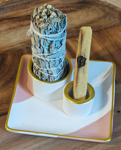 Keramik Halter für Räucherbündel und Palo Santo