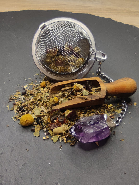 Teesieb mit Rohkristall Anhänger | Teeei für losen Tee